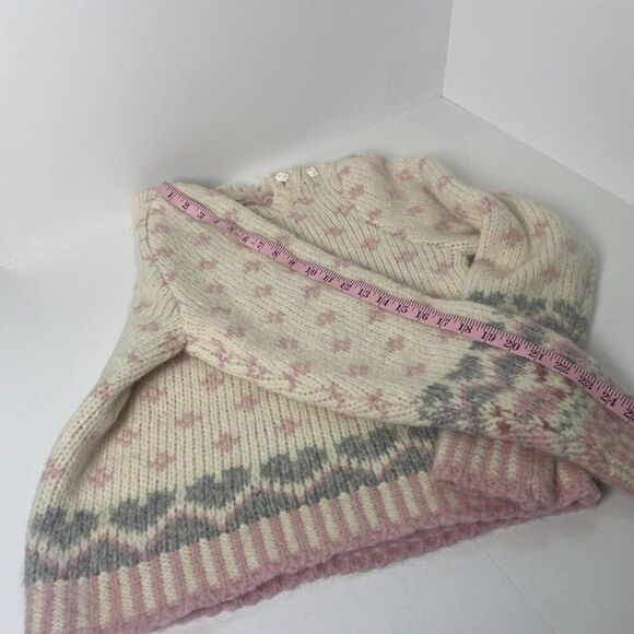 LoveShackFancy Sweater Womens Large Rosie Pullover Milky Clouds Alpaca Wool - Picture 7 of 16